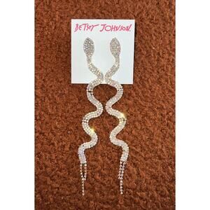 Betsey Johnson Gold Tone AB Crystal Snake Drop Earrings NWT Gothcore T Swift